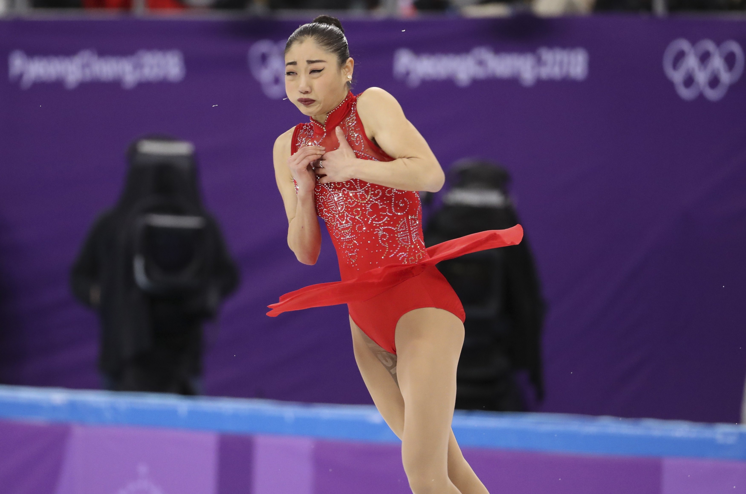 Mirai Nagasu haciendo el triple axel en los JJ.OO de Corea. Foto: Reuters