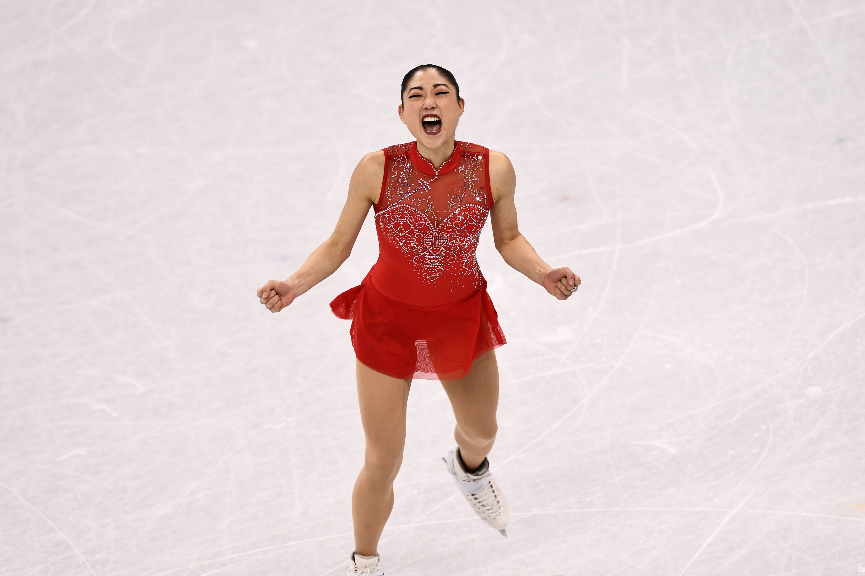 Mirai Nagasu haciendo el triple axel en los JJ.OO de Corea. Foto: Reuters