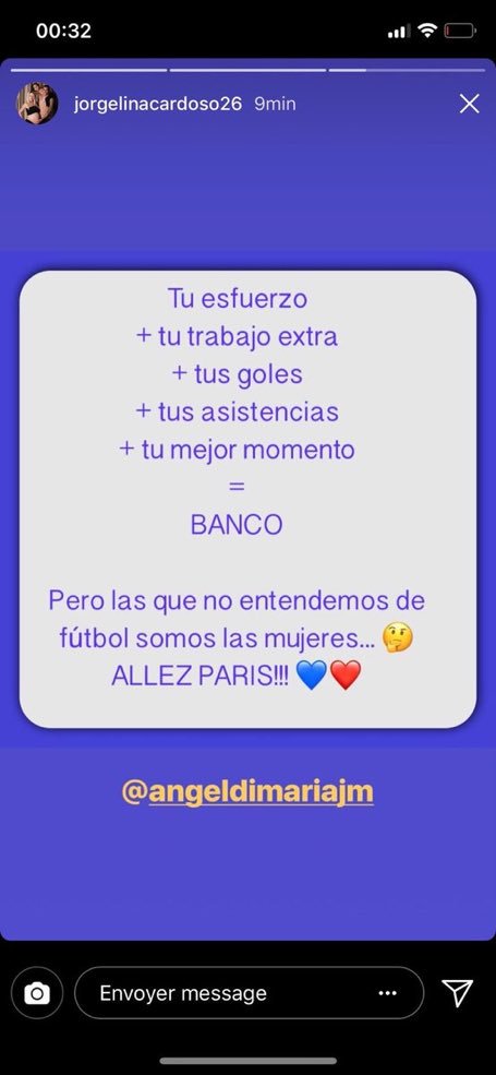 El mensaje de la esposa de Di María.