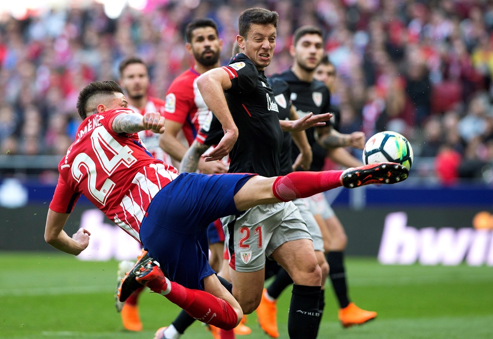 José María Giménez en el partido de Atlético de Madrid. Foto: EFE