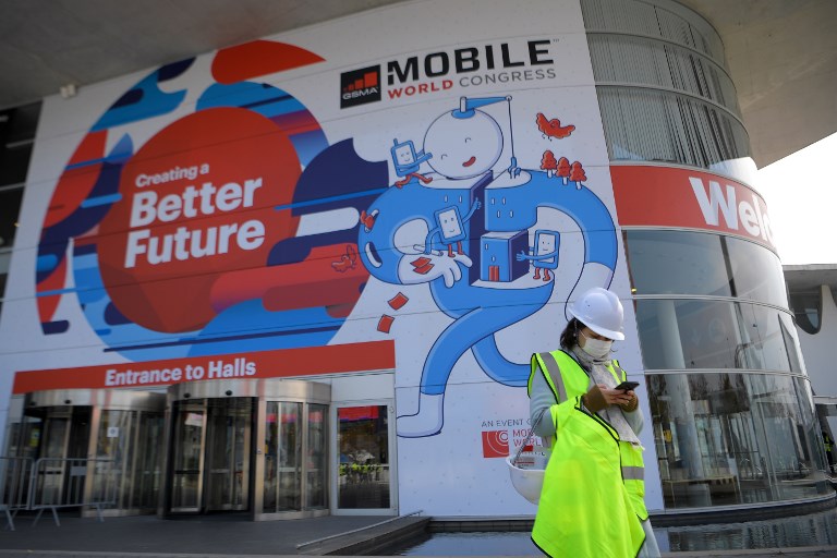 Todo pronto en Barcelona para el Mobile World Congress. Foto: AFP