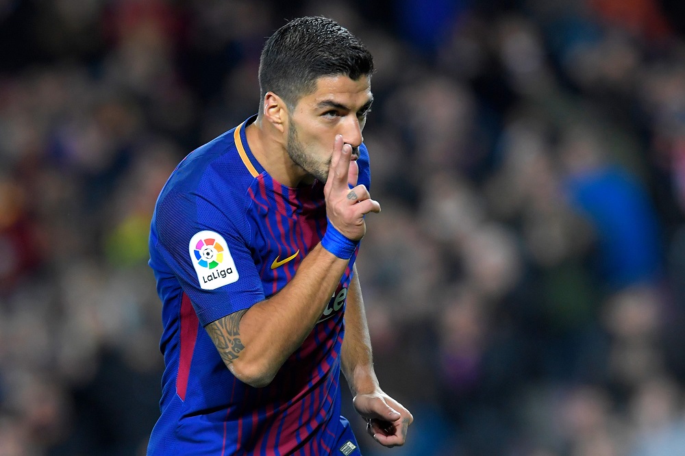 u201cPistolerou201d. Luego de un comienzo noo muy bueno, Luis Suárez está otra vez logrando números sorprendente en el Barcelona. Foto: AFP