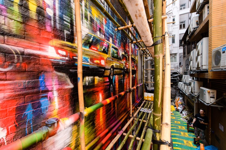 Arte callejero en Hong Kong. Foto: AFP