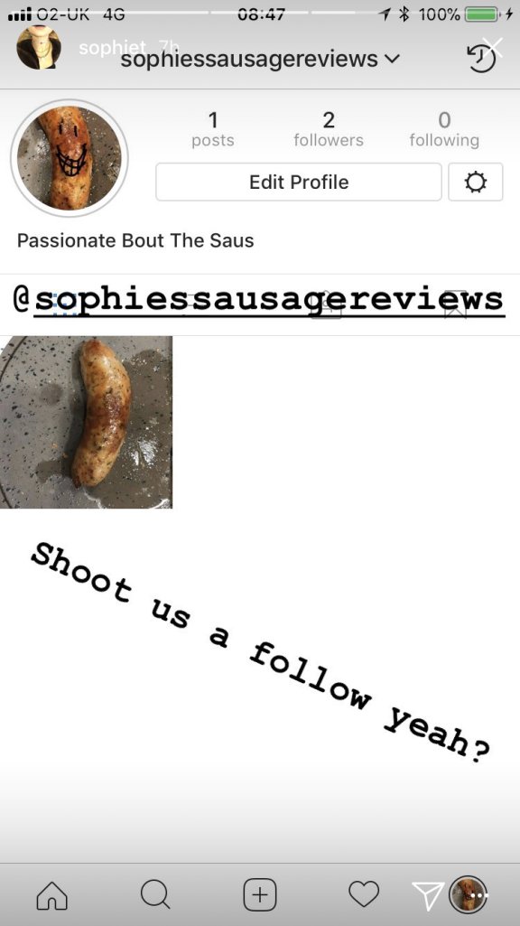 Historia de Instagram de Sophie Turner