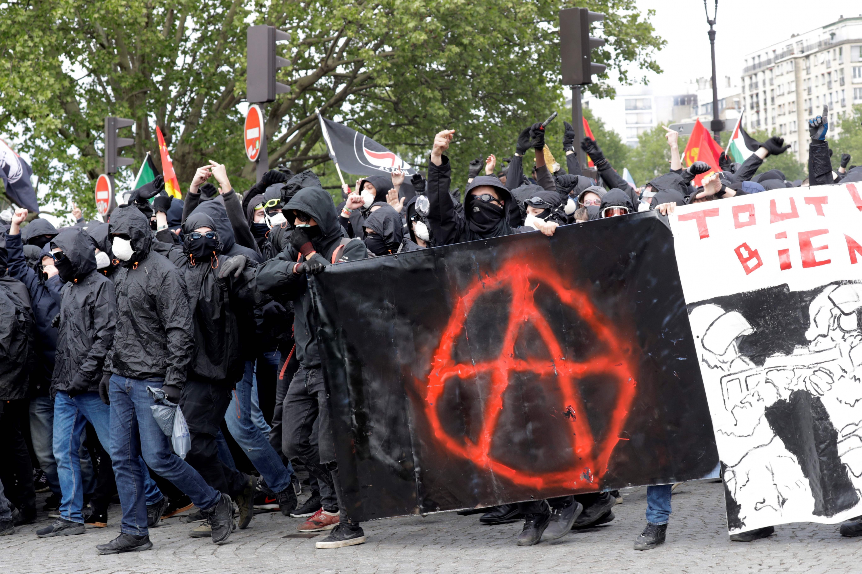 Disturbios en la manifestación en París del Primero de Mayo. Foto: AFP
