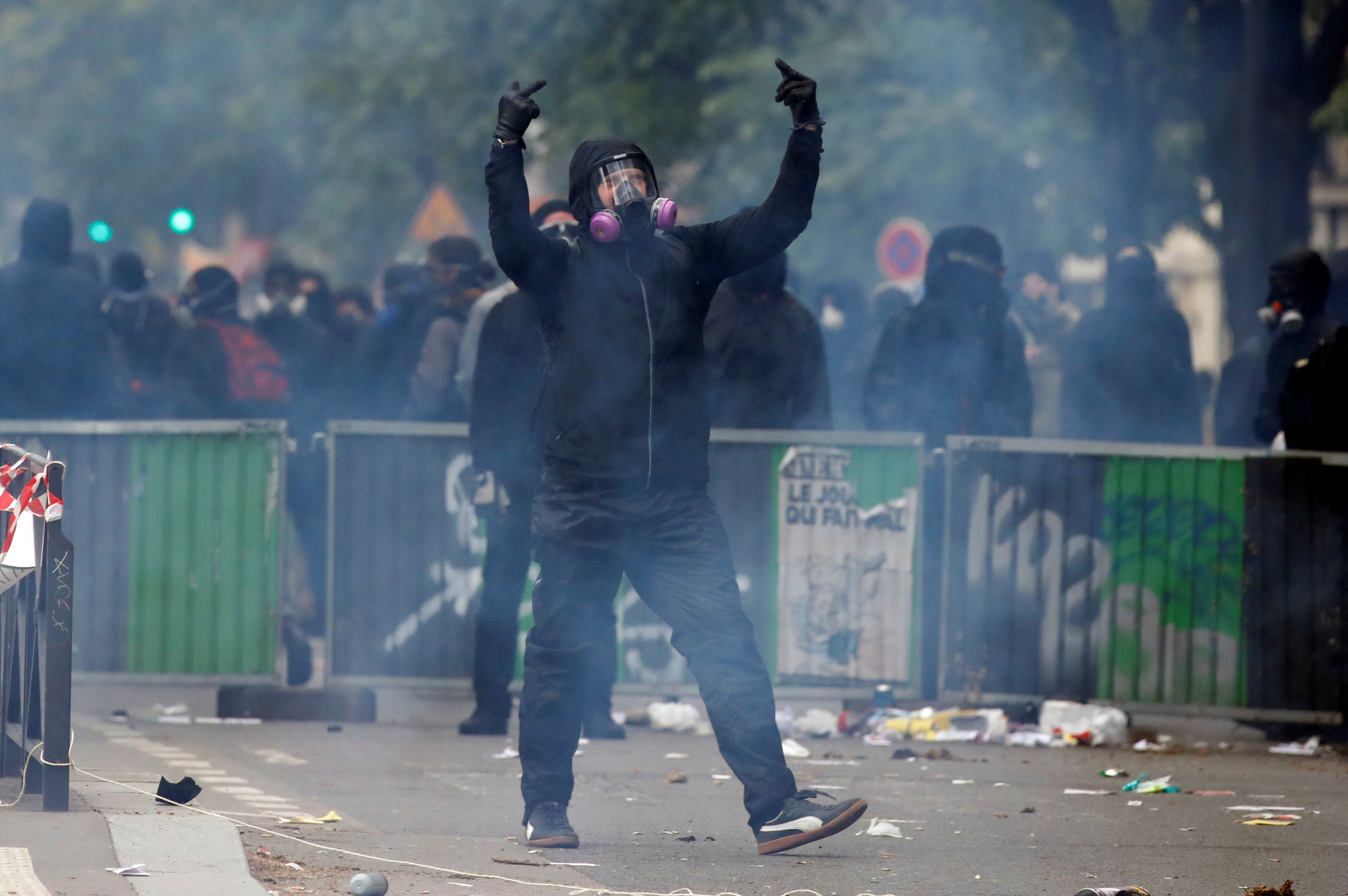 Disturbios en la manifestación en París del Primero de Mayo. Foto: AFP