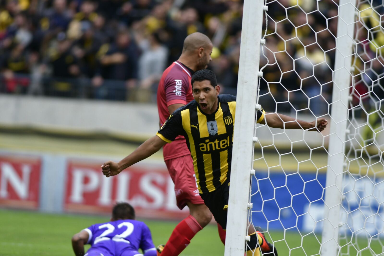 Cristian Palacios festeja el gol de Peñarol. Foto: Fernando Ponzetto