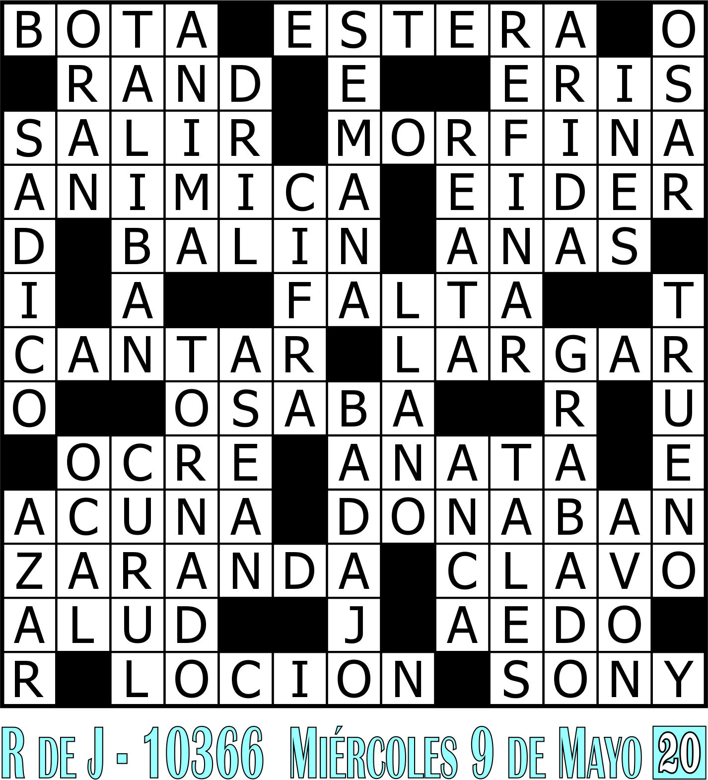 Solución crucigrama