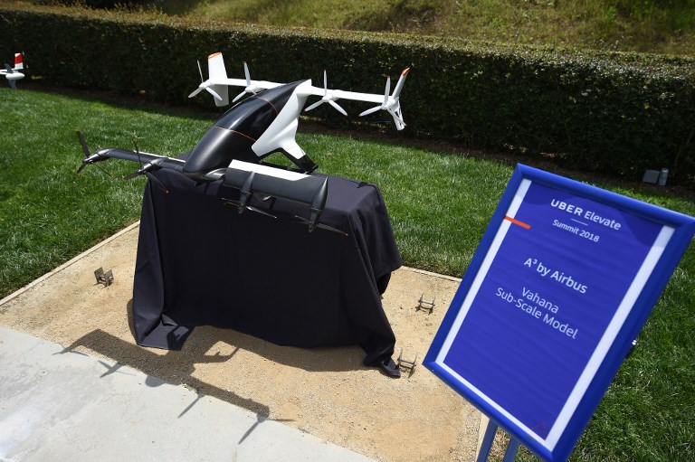 Los modelos de helicóptero taxi de Uber. Foto: AFP