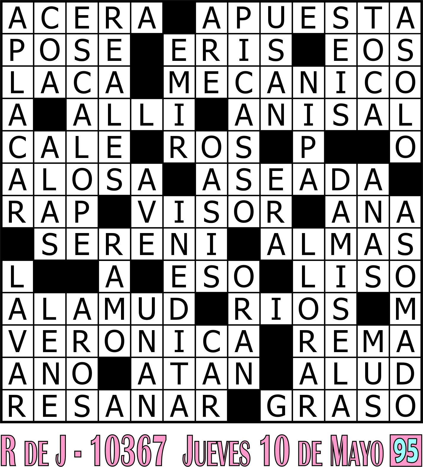 Solución crucigrama