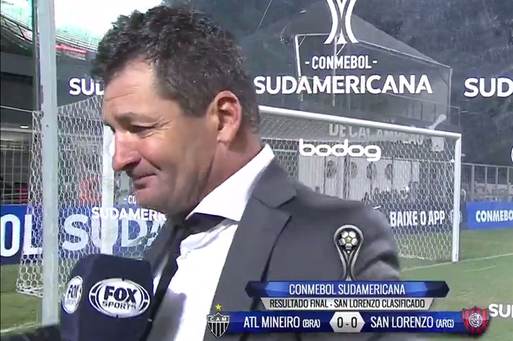 La emoción de Biaggio tras la clasificación de San Lorenzo. Foto: Captura