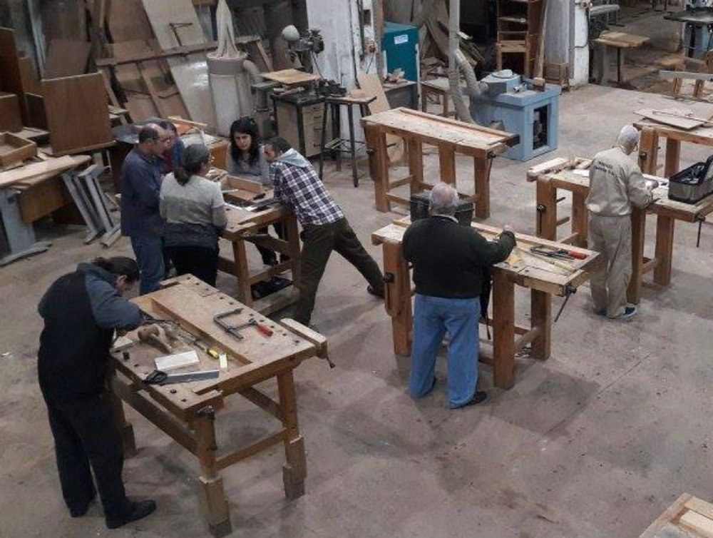 Taller de carpintería, uno de los variados cursos que imparte la institución. Foto: Gentileza, Talleres Don Bosco