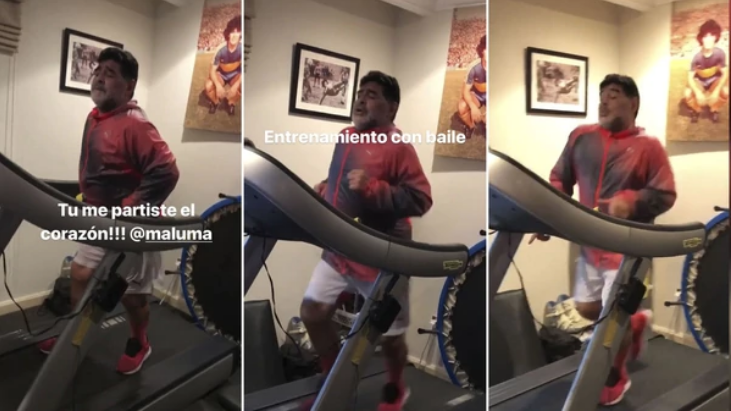 Diego Maradona entrena en Dubai. Foto: Captura