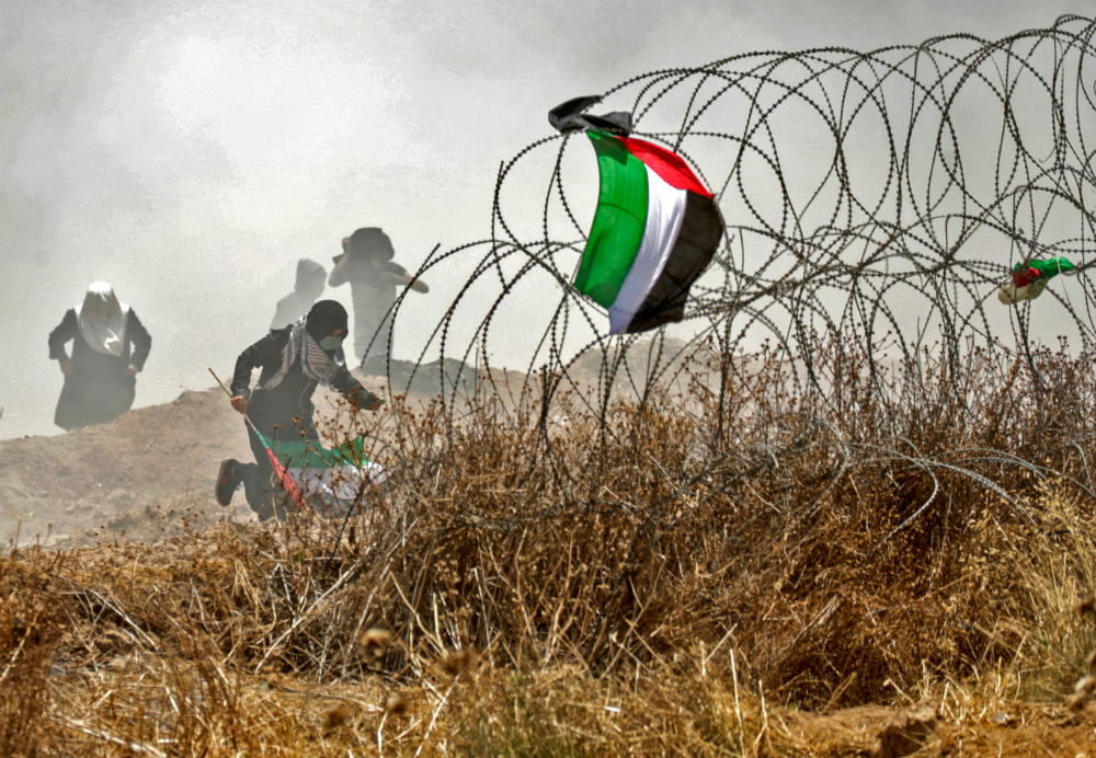 Manifestantes palestinos en Gaza. Foto: AFP.