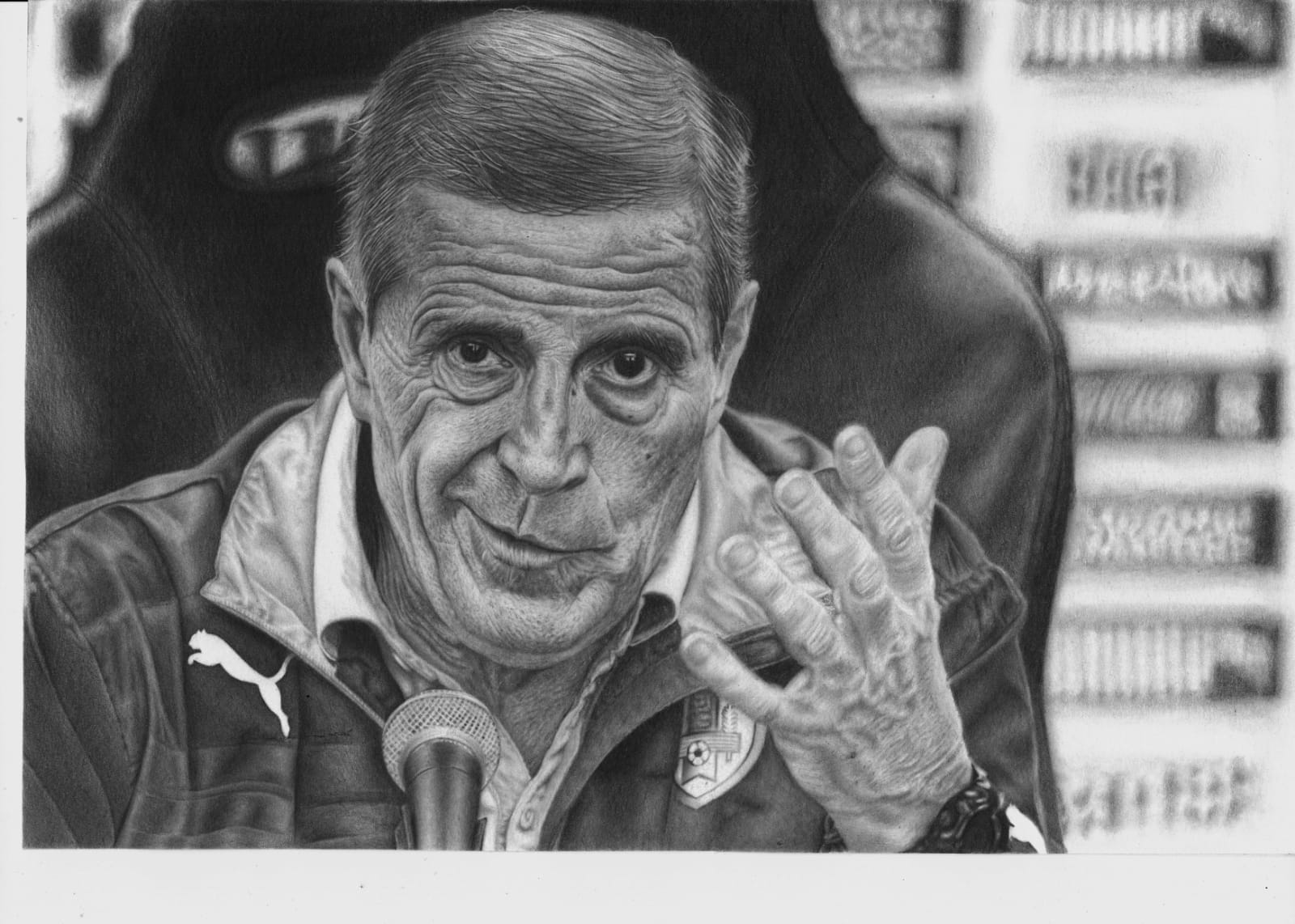 El dibujo de Óscar Tabárez cuenta con tres meses de trabajo. Foto: Luis Correa