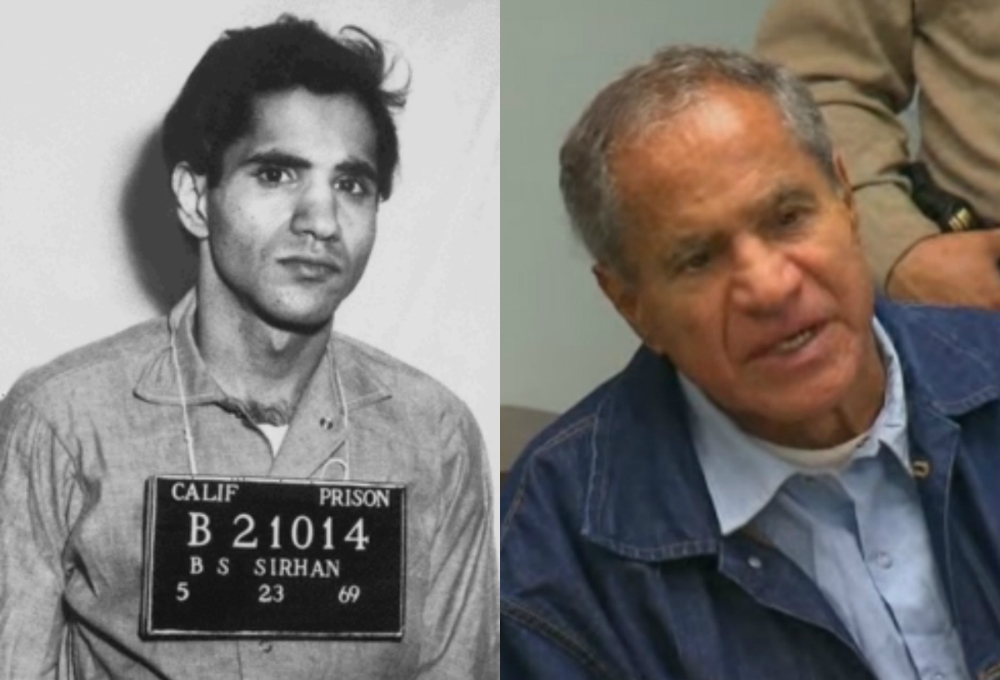Sirhan Sirhan, antes y ahora. Fotos: Wikipedia y CNN