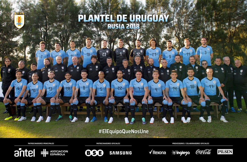 Foto oficial de la AUF del seleccionado uruguayo para Rusia 2018