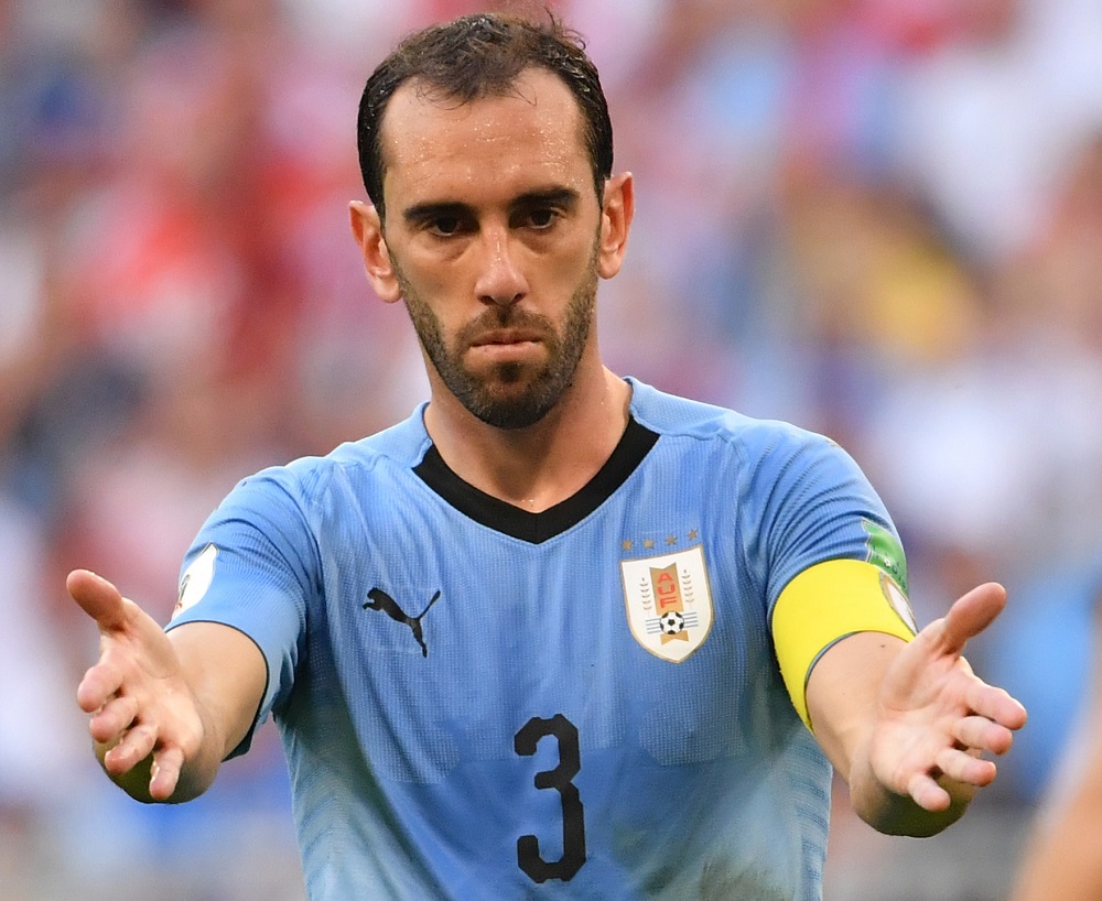 Diego Godín en el partido de Uruguay. Foto: AFP