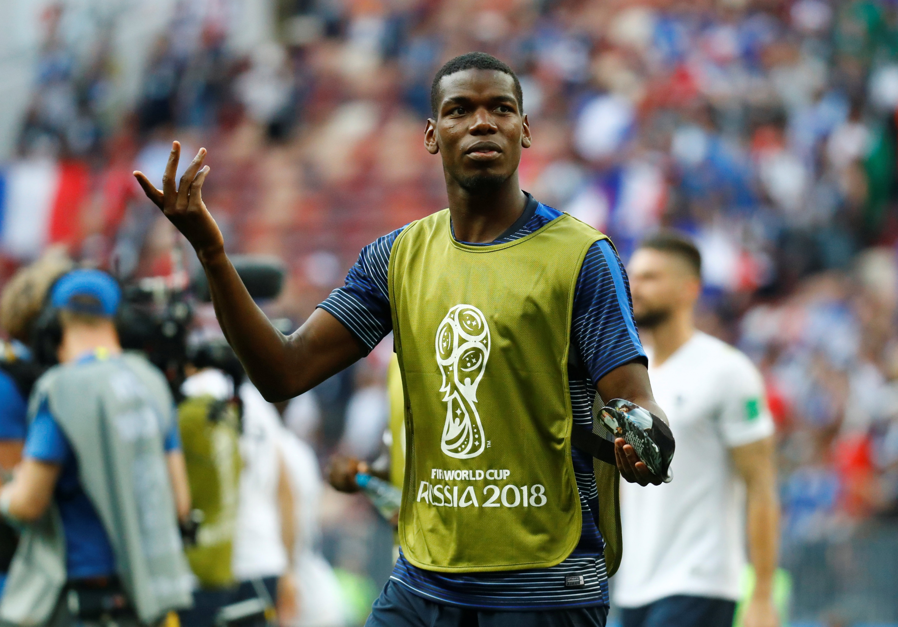 La reacción de Pogba luego del partido ante Dinamarca. Foto: Reuters.