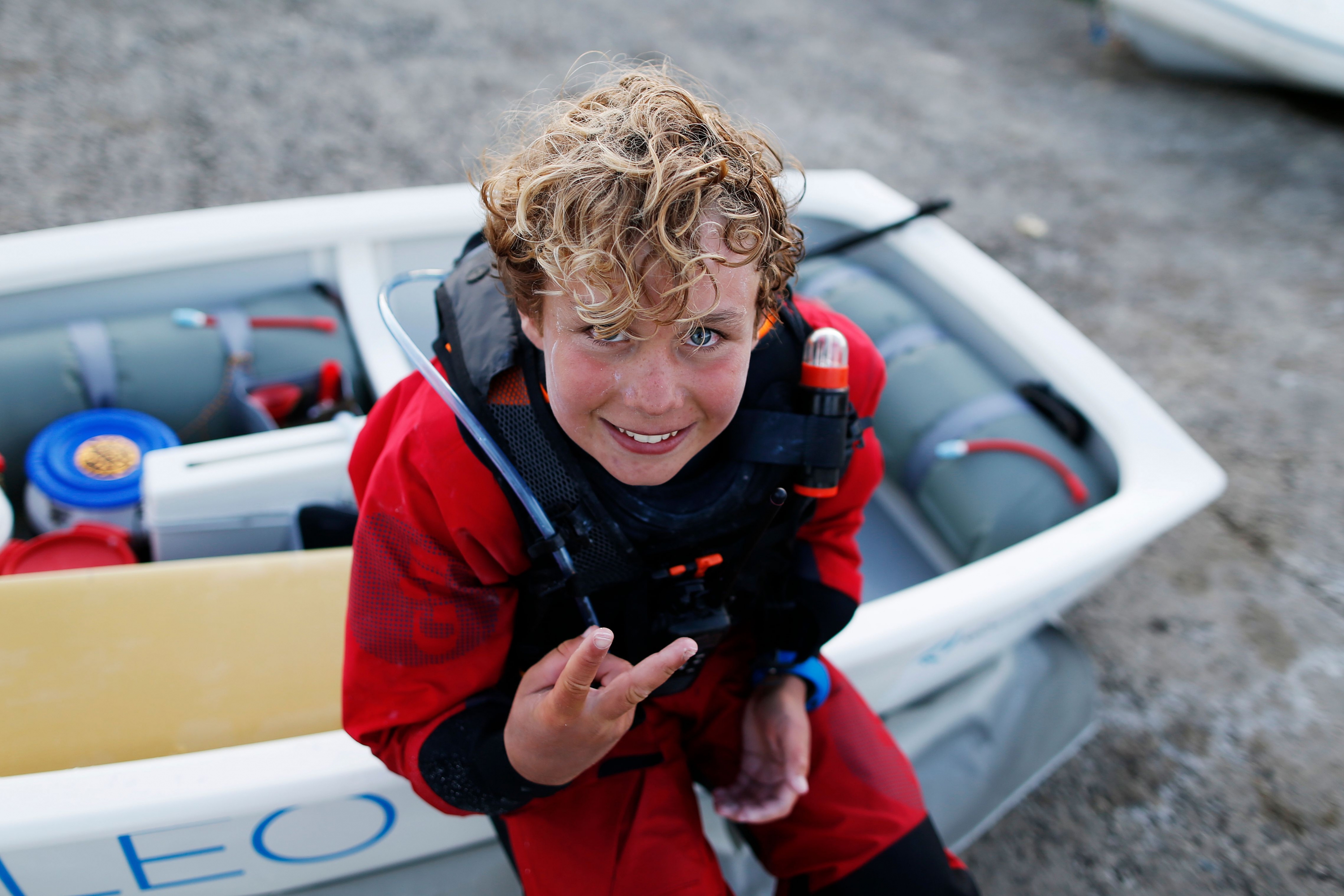 Tom Goron el niño que cruzó el canal de la Mancha en solitario. Foto: AFP