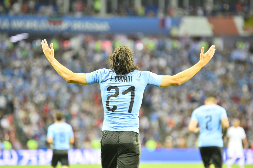 Gol de Cavani ante Portugal. Foto: Nicolás Pereyra