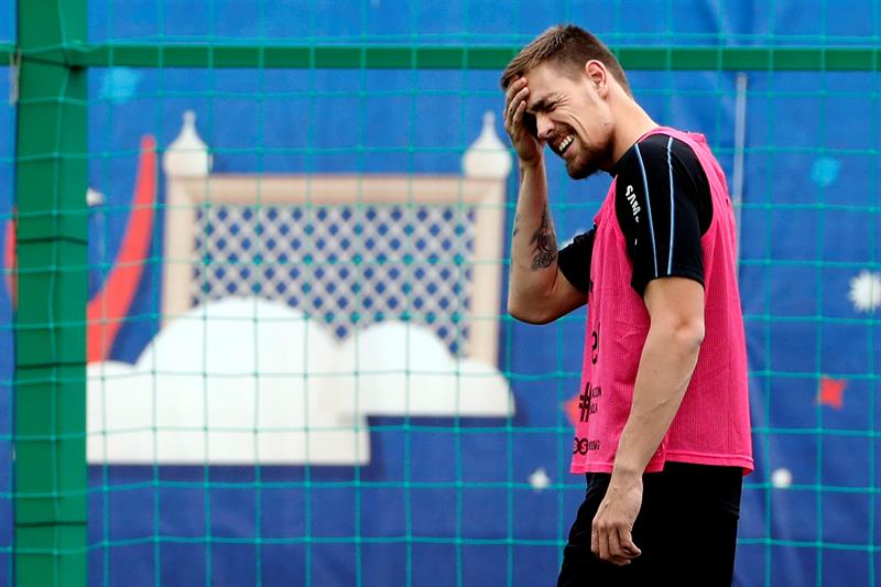 Uruguay entrenó este lunes en Nizhny de cara al partido con Francia. Foto: EFE