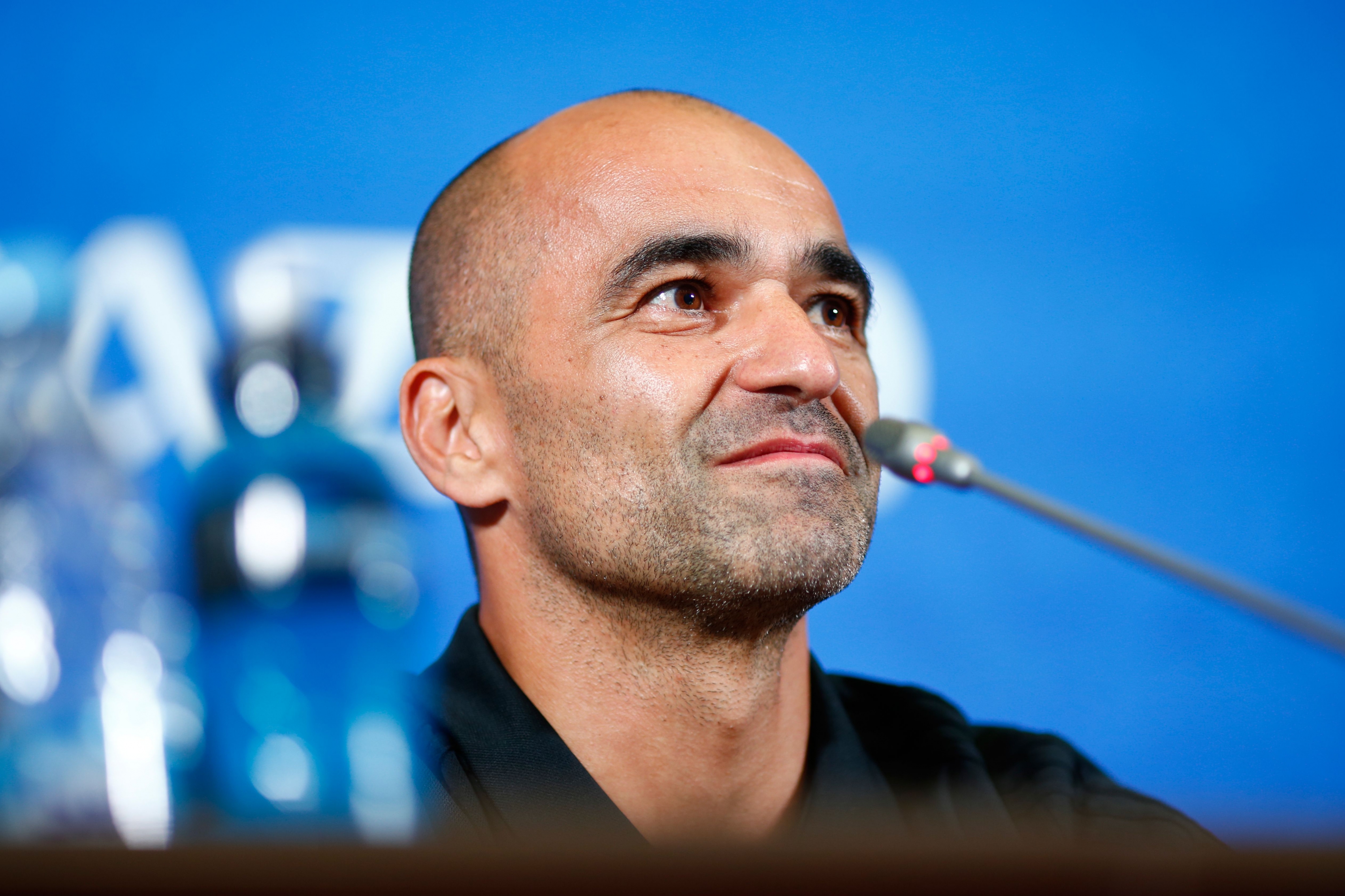 Roberto Martínez en conferencia de prensa en Kazán. Foto: AFP.