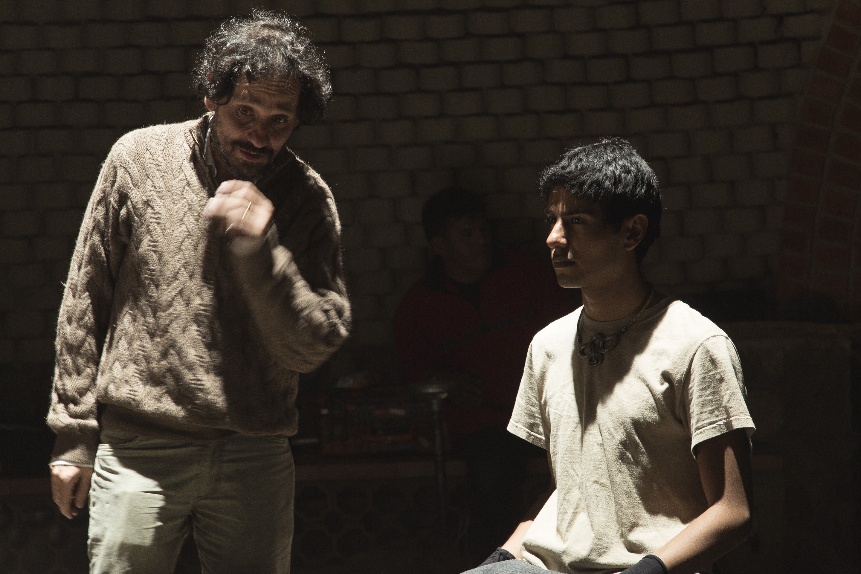 Marcos Loayza en el rodaje d e"Averno"