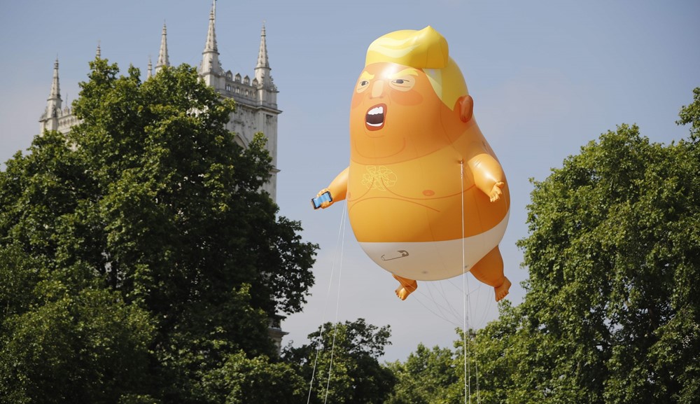 Protesta en Londres contra la visita de Trump. Foto: AFP