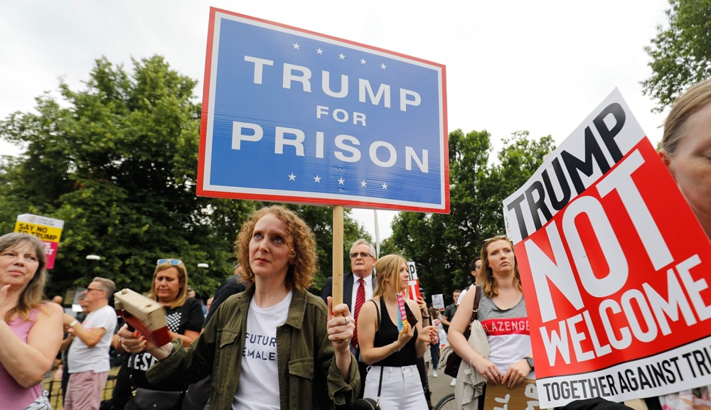 Protesta en Londres contra la visita de Trump. Foto: AFP