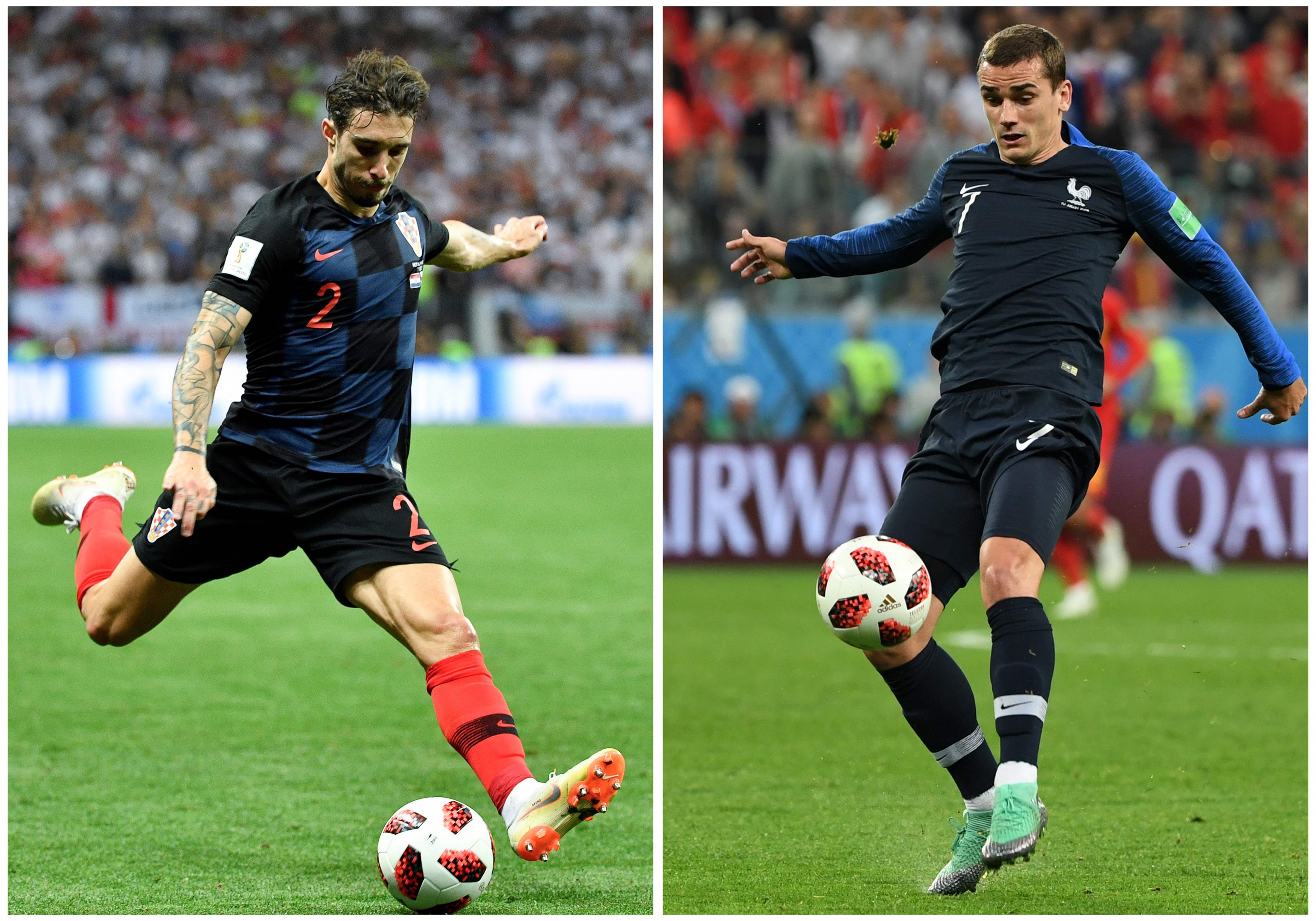 Griezmann vs Sime Vrsaljko. Foto: AFP