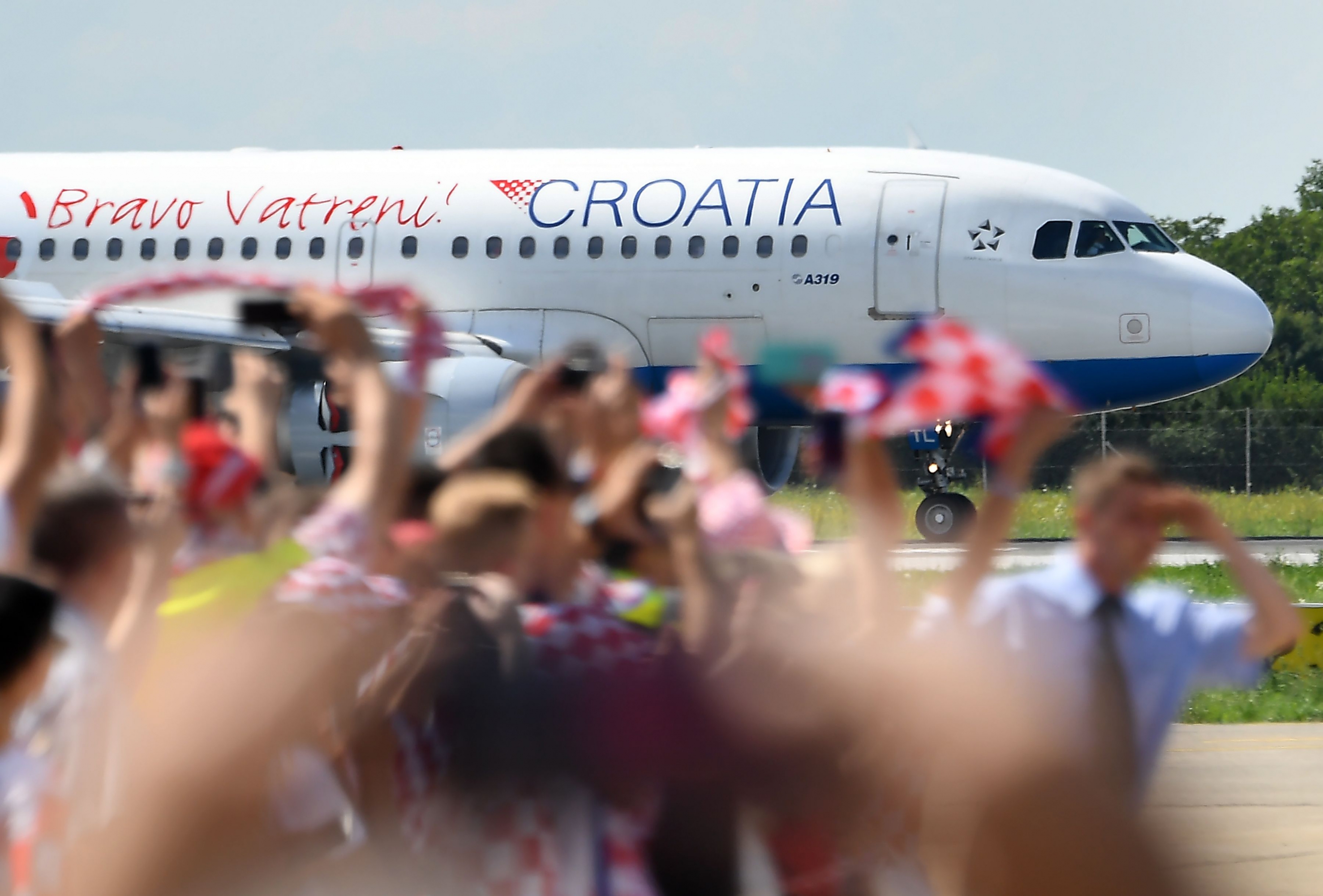 El recibimiento a la selección de Croacia en Zagreb. Foto: AFP.