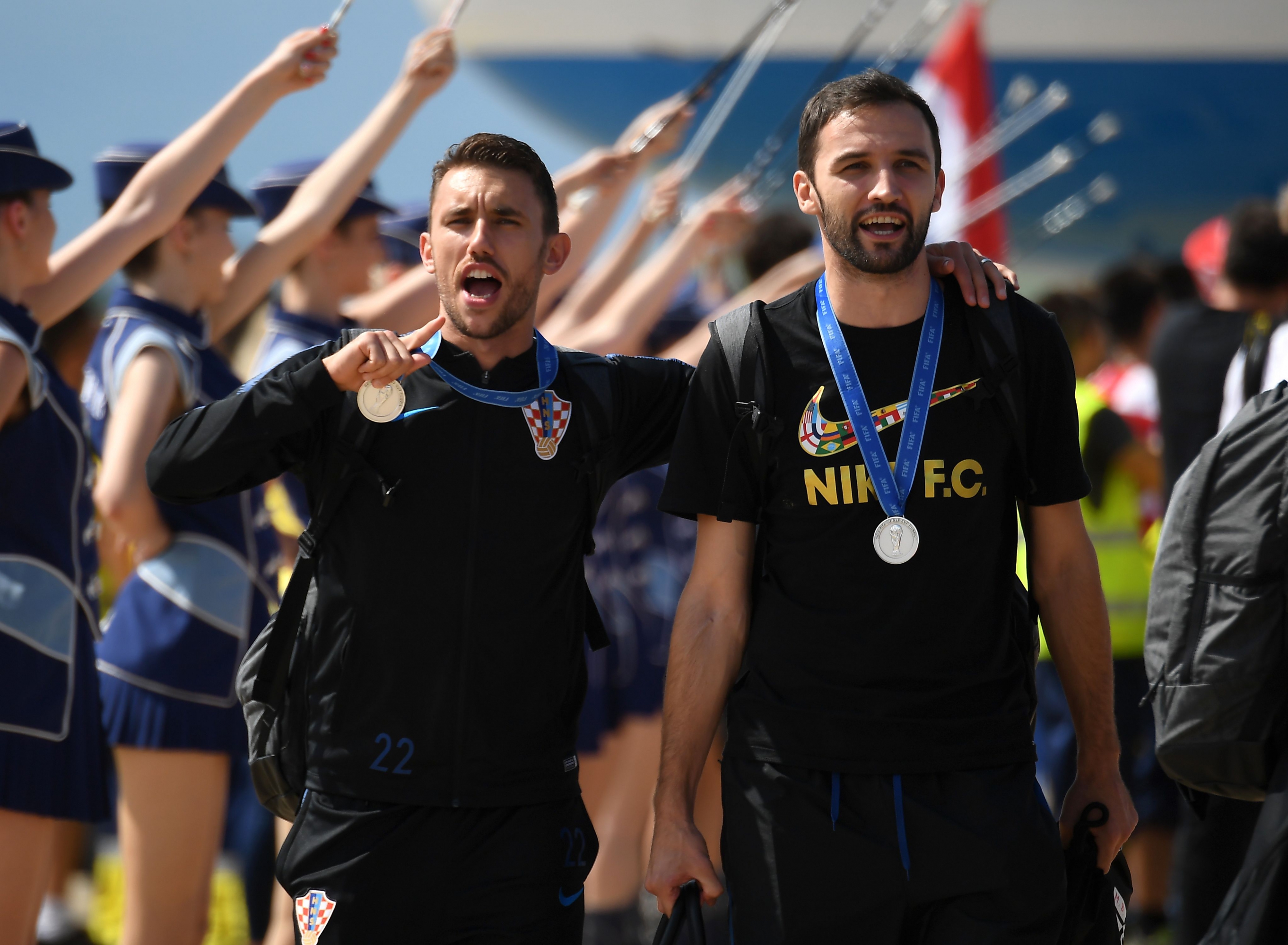 El recibimiento a la selección de Croacia en Zagreb. Foto: AFP.