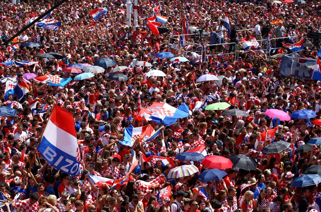 El recibimiento a la selección de Croacia en Zagreb. Foto: AFP.