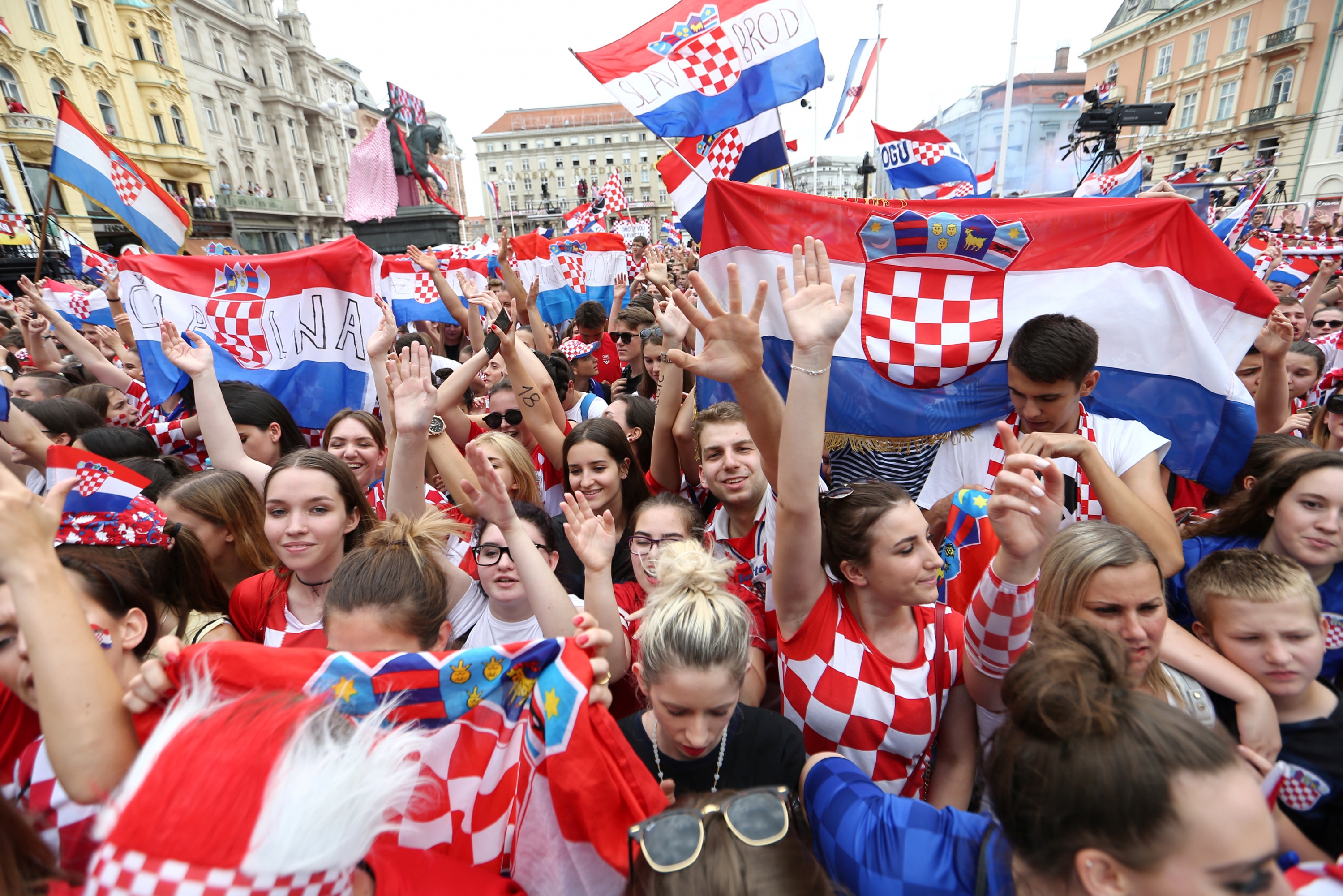 El recibimiento a la selección de Croacia en Zagreb. Foto: AFP.