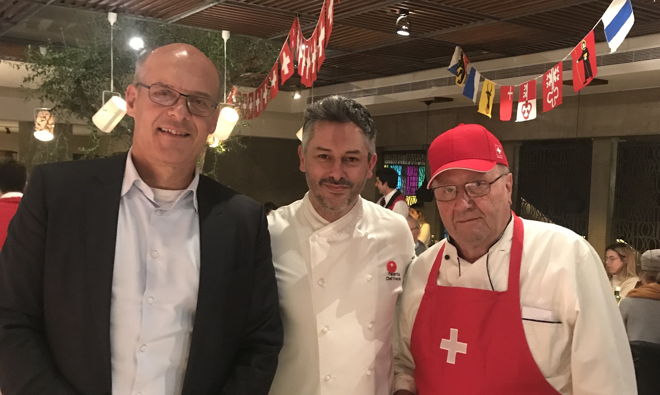 Embajador de Suiza Martin Strub, Fabián Ruiz, René Fallet.