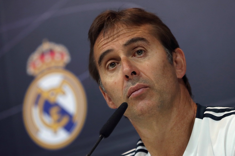 Julen Lopetegui en la conferencia de prensa del Real Madrid. Foto: EFE