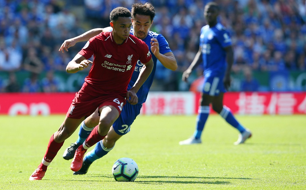 Trent Alexander-Arnold en el partido de Liverpool