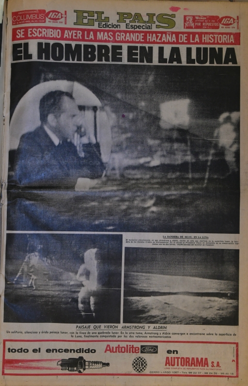 Portada de El País el día que el hombre llegó a la Luna.