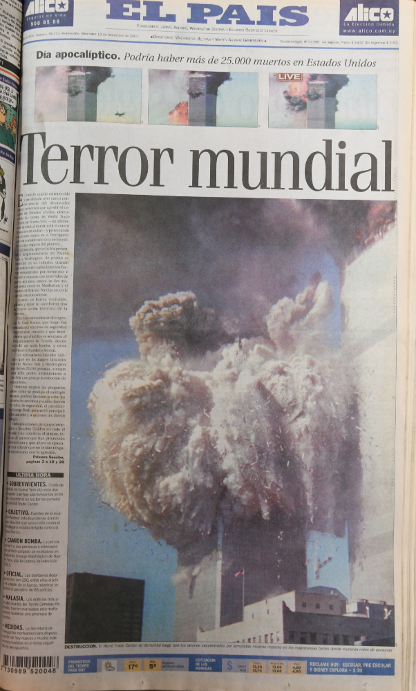 Portada de El País el 11 de septiembre de 2001.