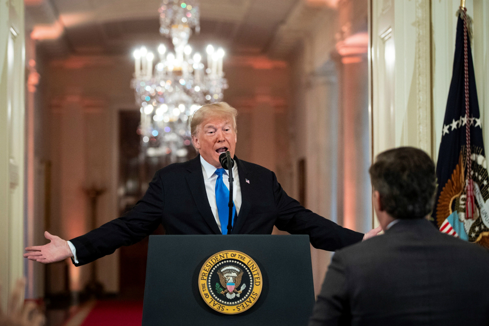 Trump el miércoles durante la accidentada conferencia en la Casa Blanca. Foto: EFE