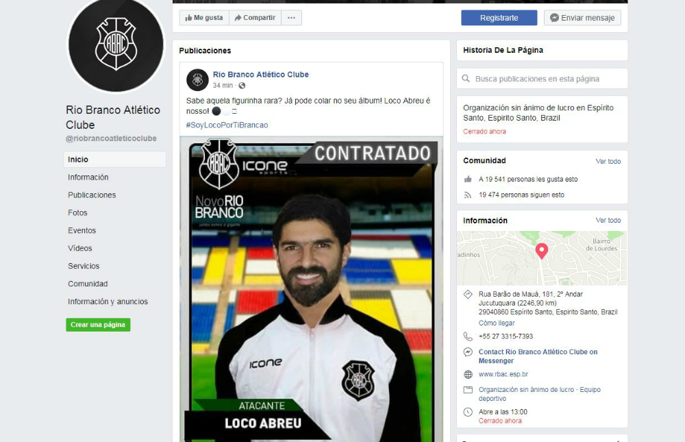 En las redes sociales el Rio Branco Atlético Clube oficializó el fichaje