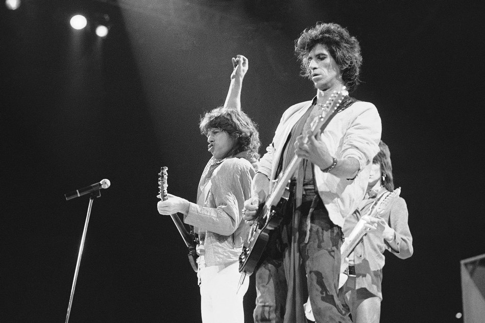 Con Mick Jaggers, la mítica dupla que es alma de los Stones.