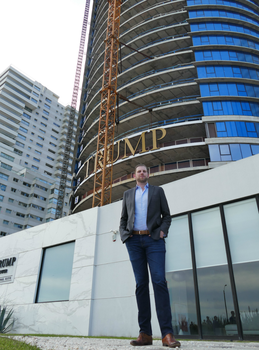 Eric Trump visitó el edificio que se construye en Punta del Este. Foto: Ricardo Figueredo