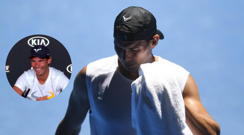 Nadal sorprende a un periodista que se quedó dormido. Fotos: Captura / EFE