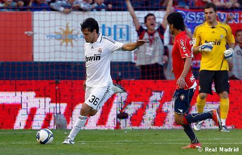 Gary Kagelmacher en el único partido que jugó con el Real Madrid, frente a Osasuna. Foto: Real Madrid