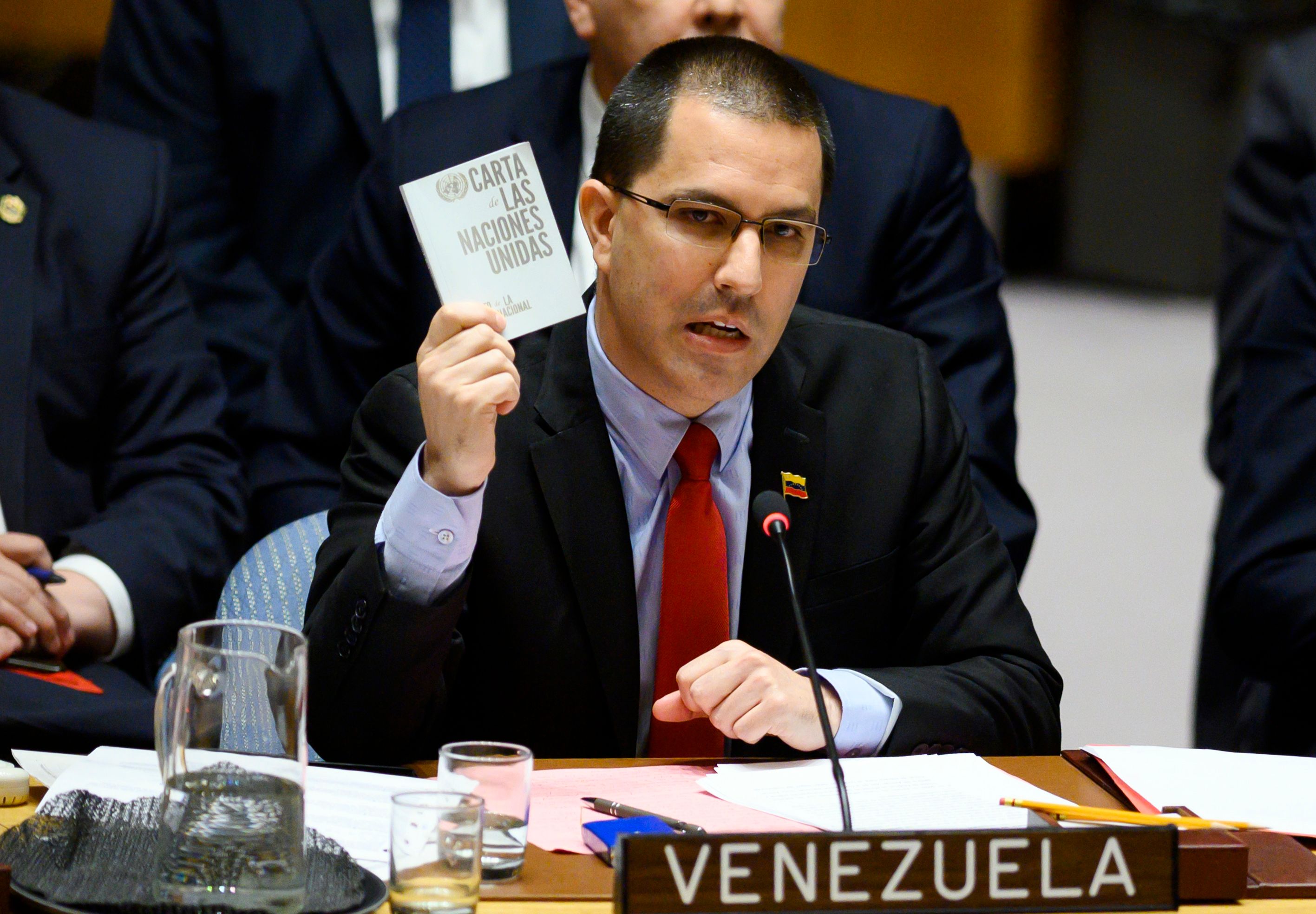 El canciller venezolano, Jorge Arreaza, este sábado en la ONU. Foto: AFP