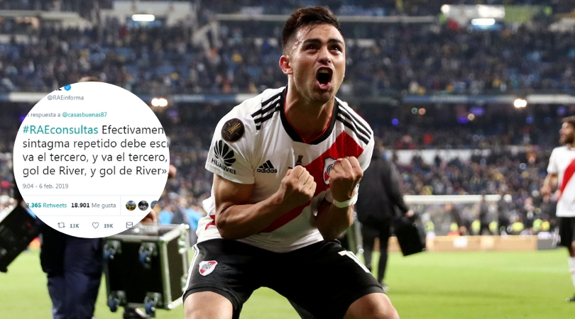 Un hincha de River consiguió que la RAE 'relate' el gol del 'Pity'. Fotos: Captura / Reuters