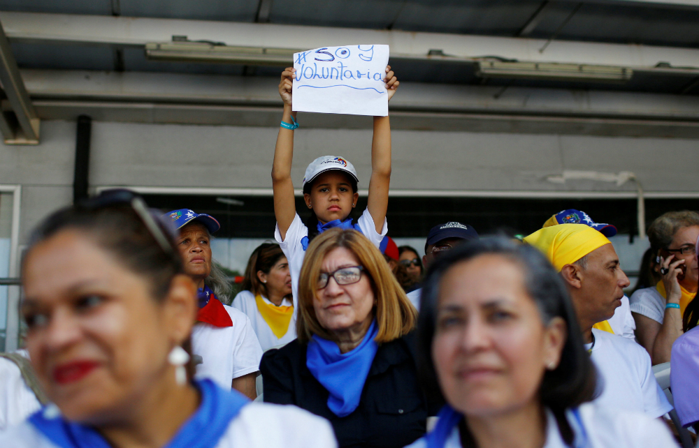 Acto: partidarios de Juan Guaidó son voluntarios para la ayuda. Foto: Reuters