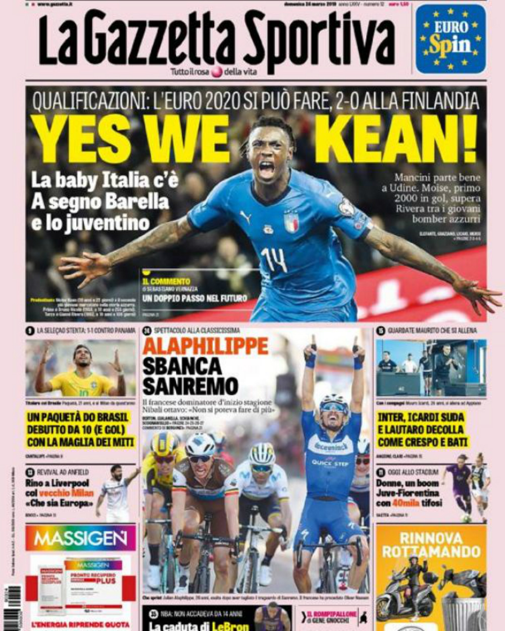 La portada de la Gazetta dello Sport